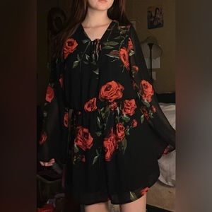 Charlotte Russe Black & Red Rose Romper